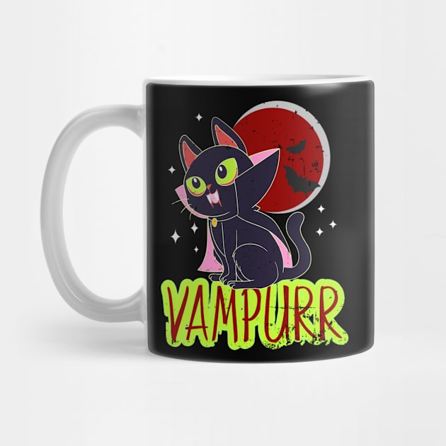 Halloween Vampire Cat Vampurr Funny Cat Lady Women Men by alcoshirts